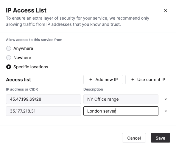 Add a single IP to access list